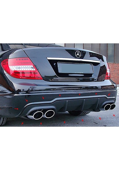 Mercedes W204 C63 Amg Difüzör Difizör Plastik Parlak Siyah 2011 2012 2013 2014 Arka-difizör-bodykit-ek