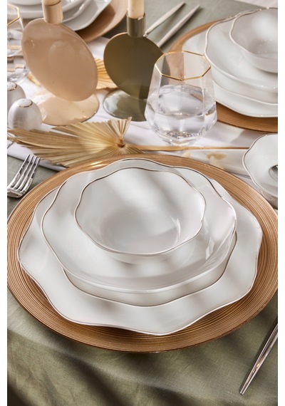 Emsan Fine Bone Lotus Platin 53 Parça Yemek Takımı