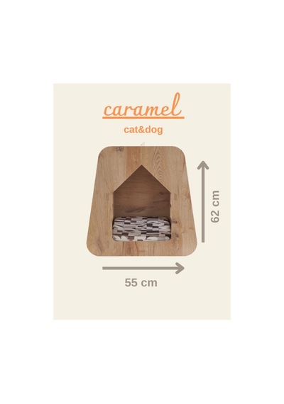 Caramel 30 50 Kedi Köpek Evi Yıkanabilir Kumaş Minderi Ile Beraber