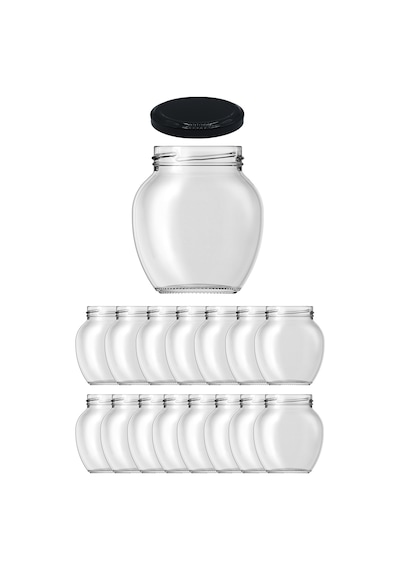 210 Ml Metal Siyah Kapaklı 210 Cc Cam Konserve Yumurta Kavanoz 15 Adet