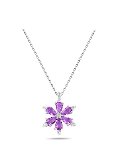 Brezza Lusso Jewelry 925 Ayar Lotus Çiçeği Ametist Taşlı Kadın Gümüş Kolye 40772463 42 CM 42 CM