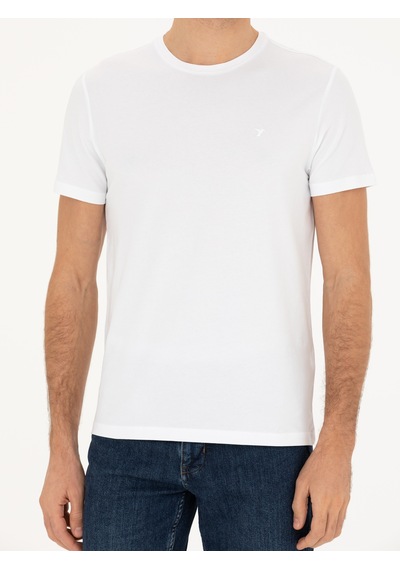 Beyaz Slim Fit Bisiklet Yaka T-shirt 15841036