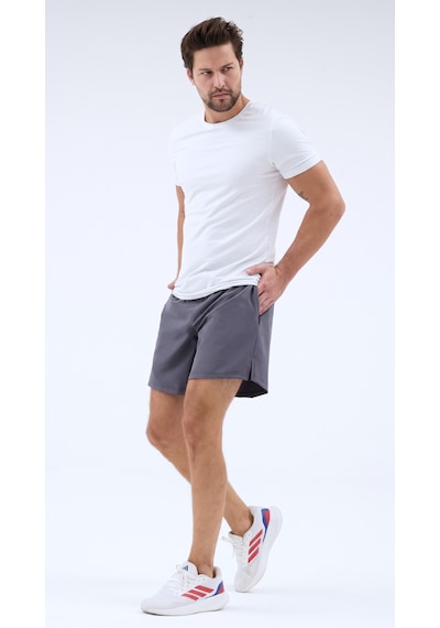 Zoma Cepleri Fermuarlı Spor Fitness Koşu Şortu - Pelops Gri