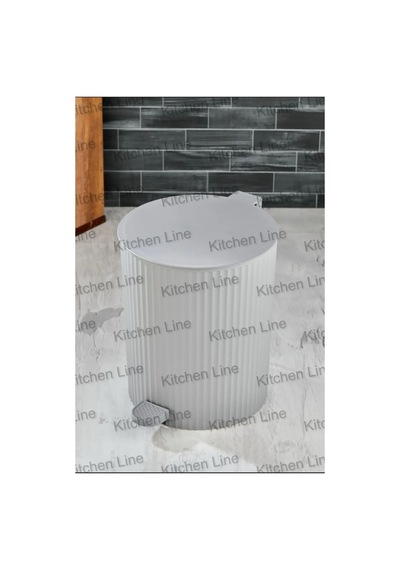 Pedallı, Çizgili Yuvarlak Model Banyo/mutfak Çöp Kovası 8lt Gri Gri