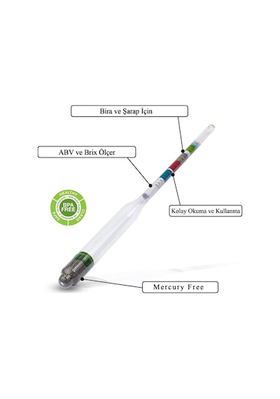 Hidrometre 0.980 - 1.1160 Bira Brix Oranı Ölçüm Thr275