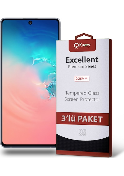 Samsung Galaxy S10 Lite ile Uyumlu Kırılmaz Temperli Ekran Koruyucu Cam Ekonomik 3'lü Paket