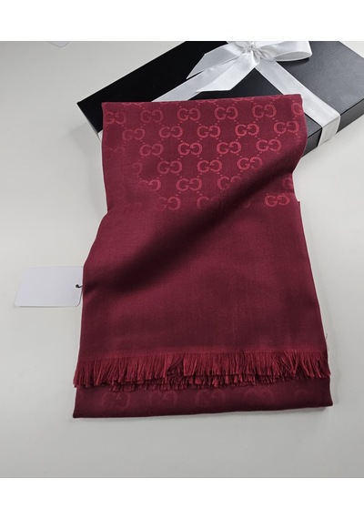 Miorel Scarfs İnce Kumaş G Desen Pamuklu Şal Yün İpek Şal 4 Mevsim Çift Taraflı Bordo