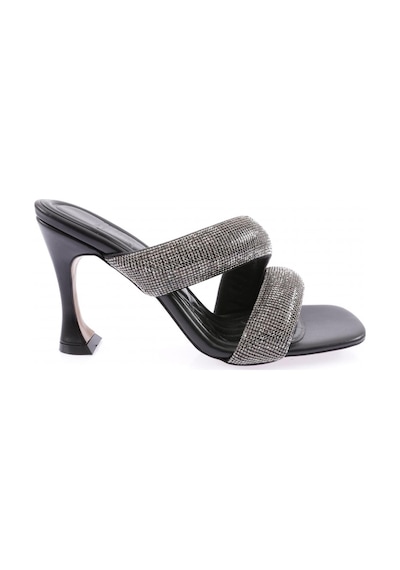 Dgn 8038-23y Kadin Silver Taşli Bant Atmali Topuklu Terlik 8038-2219-R1534 Siyah