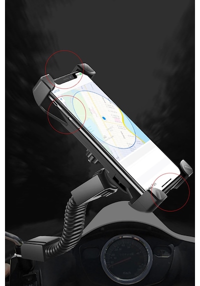 Bisiklet Ve Motosiklet Için Telefon Tutucu 360 Derece Ayarlanabilir Siyah