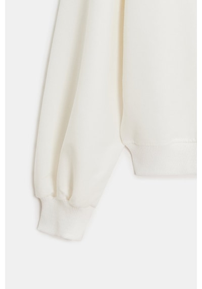 Sââde Kadın Oversize Bisiklet Yaka Basic Casual Sweatshirt Ekru