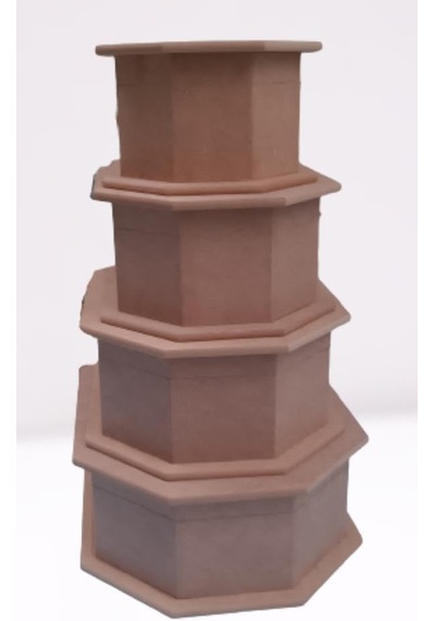 Tr Hobi 90074 Dekoratif Model Makyaj Kutu Set Dörtlü Ham Ahşap Mdf El Yapım