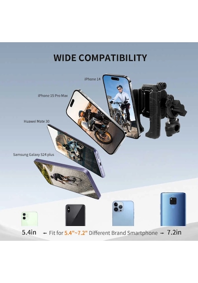 Mechrıg Telefon Tutucu 9-16 Mm Boru Çapı Uyumlu Dikiz Aynası Montajlı Siyah