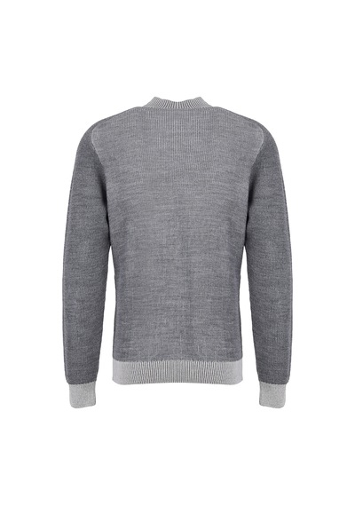 Fabrika Gri Erkek Bisiklet Yaka Slim Fit Fitilli Kazak F6wm-kzk 2027 Gri Melanj