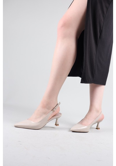 Birikon Sahel Verev Alçak Topuklu Stiletto Ten-8982