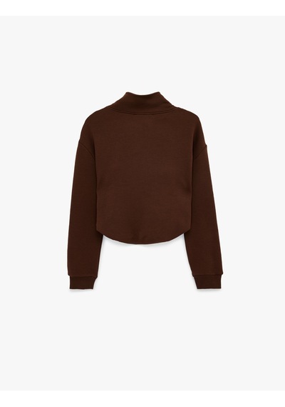 Koton Modal Karışımlı Atlet Detaylı Yarım Fermuarlı Uzun Kollu Sweatshirt Kahverengi 6sal10337ık Kahve