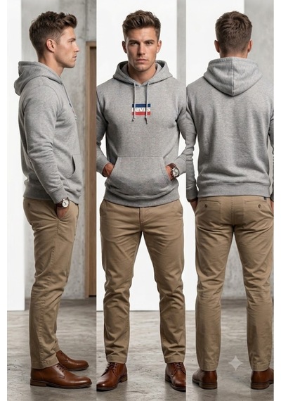 Levi's Kapüşonlu Gri Erkek Sweatshirt