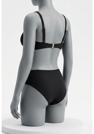 Biçomi Bicomi Straplez Balenli Doğal Form Veren Zebra Desenli Konfor Bikini Takımı Siyah