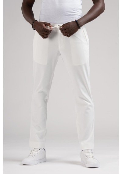 Slimfit Beli Lastikli ve İplikli Jogger Düz Kumaş Pantolon 001