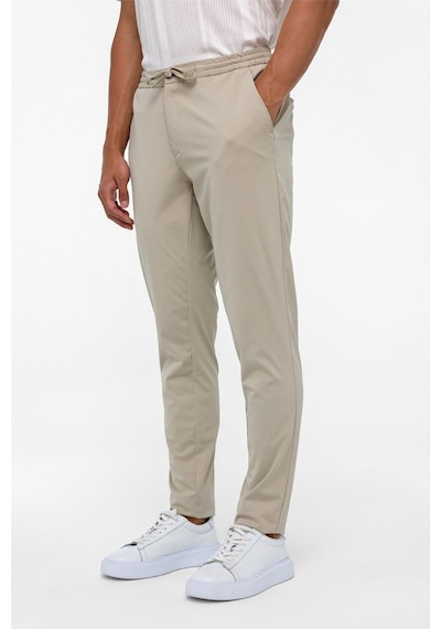 Süvari Bej Slim Armürlü Jogger Pantolon