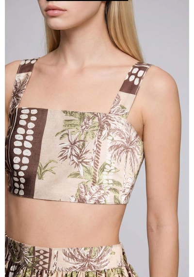 Defacto Regular Fit Desenli Crop Askılı Plaj Üstü-fall İn Love F5486ax25hskh117 Haki