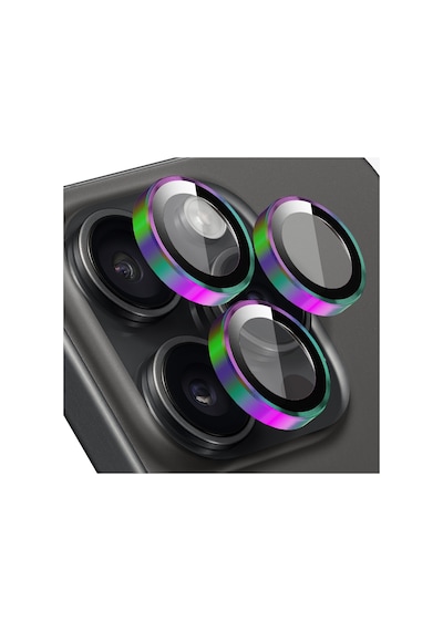 Buff Apple Uyumlu iPhone 15 Pro Max / 15 Pro Kamera Metal Lens Koruyucu Colorfull