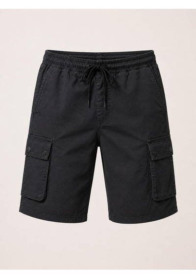 Classics Men Erkek Comfort Fit Keten Bel Lastikli Cepli Kapri Şort Haki