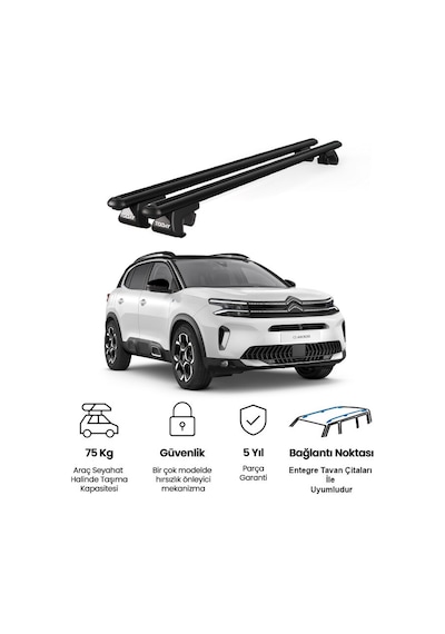 Venüs Citroen C5 Aircross Suv 2018 Ve Sonrası Uyumlu Siyah Ara Atkı Port Bagaj Tavan Barı