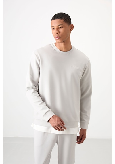 Tommy Life Taş Pamuklu Kalın Yumuşak Dokulu Comfort Fit Nakışlı Erkek Eşofman Takım - 85254 Taş Rengi Taş