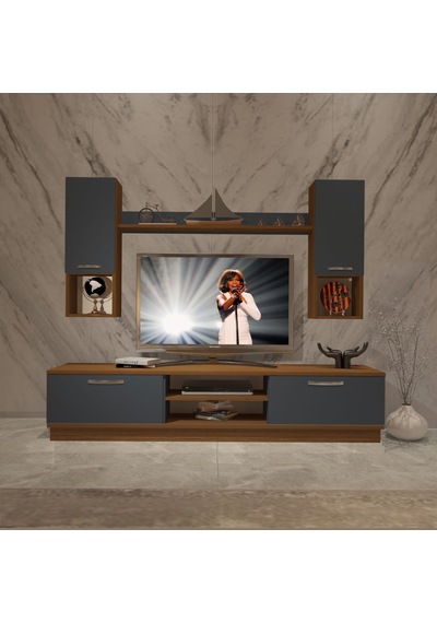 Decoraktiv Eko 5dab Mdf Dvd Tv Ünitesi Tv Sehpası Ceviz - Antrasit
