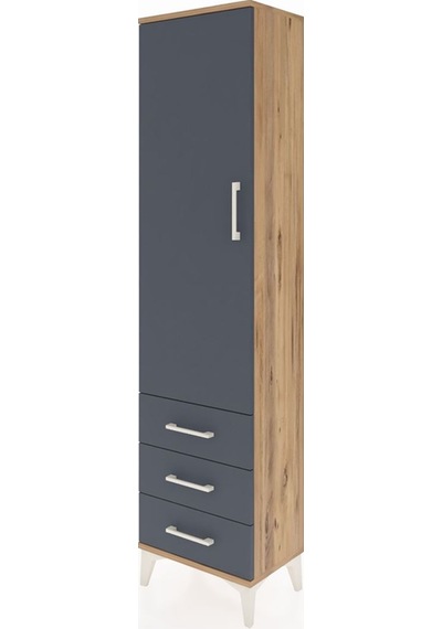 Arges Dolap Tek Raflı 3 Çekmeceli Tek Askılı 44x30x182 Çam-an... Çam