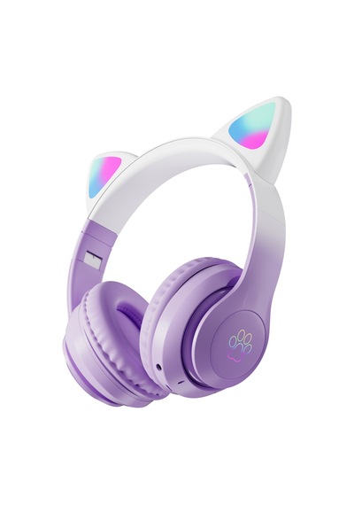 Kulak Üstü Bluetooh Kulaklık Rgb Işıklı Katlanabilir Stero Oyun Ve Müzik Kulaklığı Mor - 605390252
