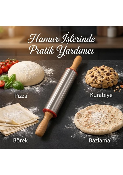 Deconox Bambu Saplı Paslanmaz Çelik Merdane, Küçük 27 Cm Orta 30 Cm Büyük 34 Cm Boy Seçenekli Hamur Açma Merdanesi Çok renkli Deconox Bambu Saplı Paslanmaz Çelik Merdane, Küçük 27 Cm Orta 30 Cm Büyük 34 Cm Boy Seçenekli Hamur Açma Merdanesi Çok renkli