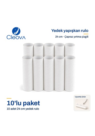 Cleova Tüy Toplama Yedek Rulo 10 Adet ,24 Cm