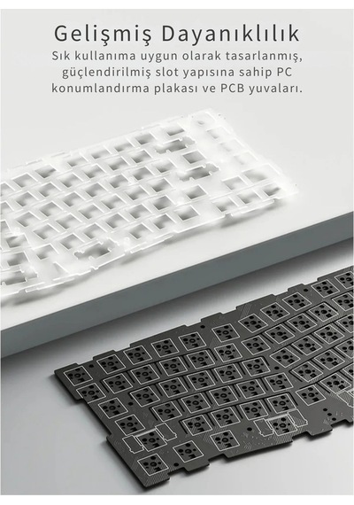 Aks075 Ergonomik Gift Switch-mekanik Klavye-bt5.1/2.4gwireless/usb-hot Swap Dinamik Rgb - Mavi