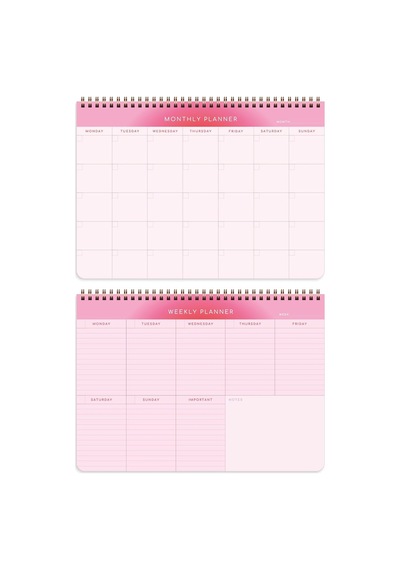 A4 Haftalık Ve Günlük 3'lü Masaüstü Süresiz Planlayıcı Set Aura/kalp