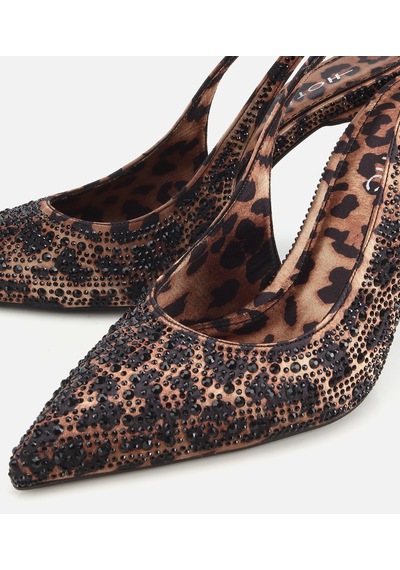 Hotiç Kadın Kahverengi Taşlı Arkası Açık Stiletto