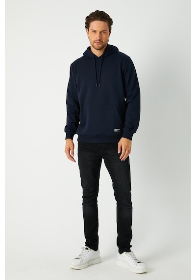 Mmetalic Erkek Lacivert Basic Kapüşonlu Regular Fit Normal Kesim 2 İplik Kumaş Günlük Sweatshirt Lacivert