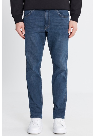 Wrangler Pamuklu Greensboro Straight Fit Jean Kot Denim Pantolon Mavi