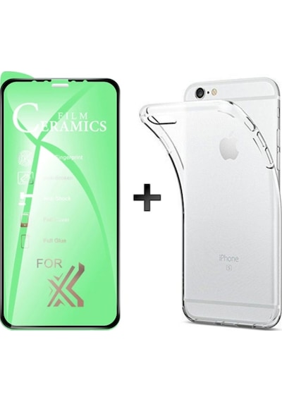 Apple Uyumlu iPhone 7 Seffaf Kilif + 9D Nano Ekran Koruyucu Kirilmaz Cam Siyah 397896622