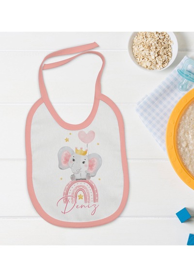 BK Kids Kişiye Özel Pembe Bebek Mama Önlüğü - Model 124 Pembe