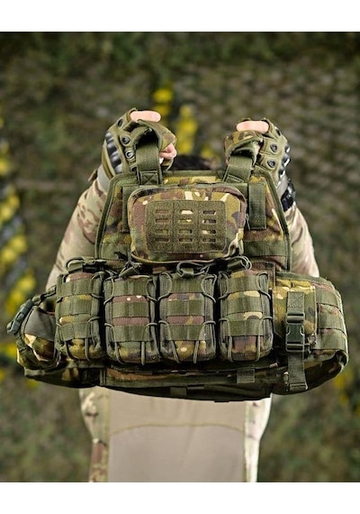 Single Sword Single Sword Kasırga Tactical Balistik Plaka Takılabilen Açık Cepli Hücum Yeleği, Multicam Çok Renkli