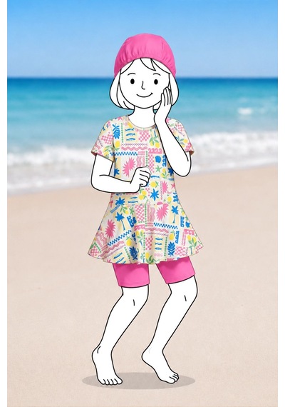 Zuzunga Tropic Fun Kız Çocuk Mayo Takımı Bej