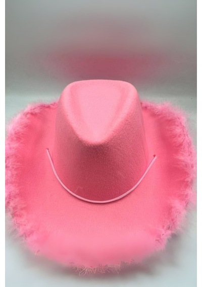 Le Mabelle Pembe Tüylü Kız Çocuk Kovboy Şapkası Pembe