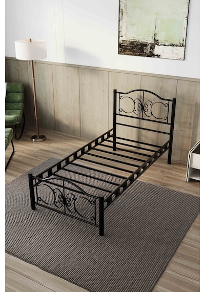 Argimo Pero Tek Kişilik Ferforje Metal Karyola 120 x 200 Siyah