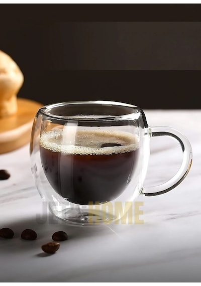 4 Lü Set Kulplu Espresso Bardağı Doppio Ristretto Bardağı Çift Cidarlı Türk Kahvesi Bardak 80 Ml Şeffaf