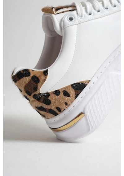 Trendella Leopar Detaylı Beyaz Kadın Spor Ayakkabı Tr01ms03c