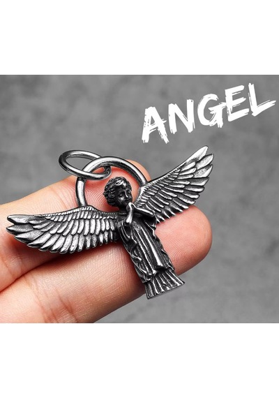 Aslanmaz Çelik İkona Çocuk Melek Kolye /angel Kolye Gümüş