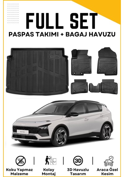 Hyundai Bayon 2024 Model Birebir Uyumlu Bagaj Havuzu+paspas Seti
