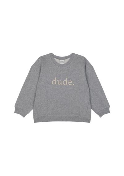 Antebies Organik, Gri Melanj Dude Aplik,bel Lastikli Bağcıklı Uzun Kollu Erkek Çocuk Sweatshirt Eşofman Takımı