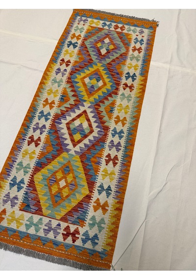 El Dokuma Afgan Yolluk Kilim Çok Renkli